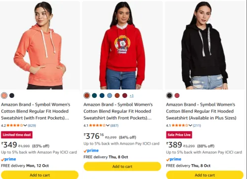 Image of Hoodies at minimum 83% Discount