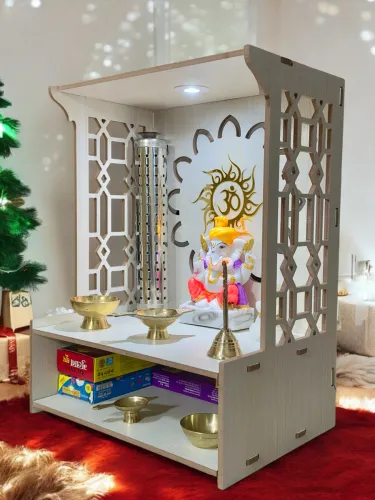Image of HOODWIN Pooja Mandir with LED Light H- 18 L- 16 W LED Light
