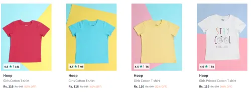 Image of Hoop Girls T-shirts From ₹89 