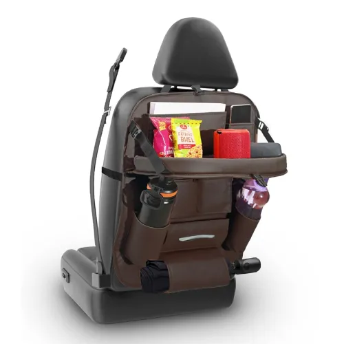 Image of HOOPY Brown Pu Leather Back Seat Organizer