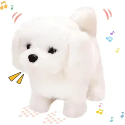 Hopping Walking White Dog Toy for Kids – Talking Sound Dog with Moving Tail