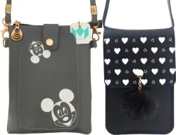 house of common Grey, Black Women Sling Bag (Pack of 2)