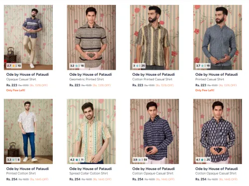 Image of House Of Pataudi Men's Clothing up to 87% Discount