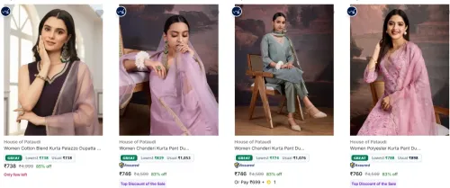 Image of House of Pataudi Women's Ethnic Sets at minimum 74% Discount