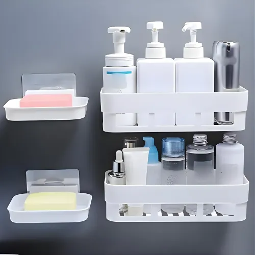 Image of House of vipa Adhesive Bathroom Shelf Set of 2