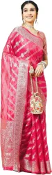 HouseOfCommon  Solid/Plain Bollywood Organza Saree  (Pink)