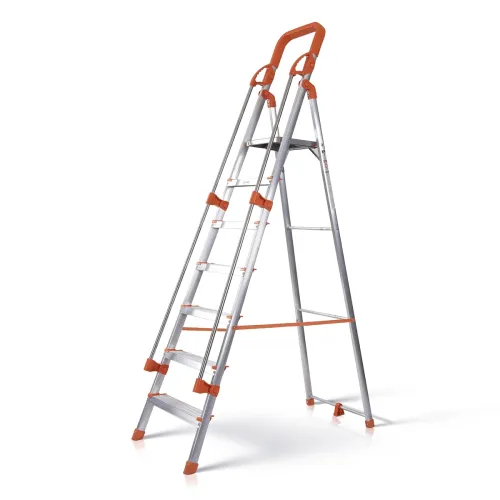 Image of HOUZA Aluminium Ladder for Home 7 Steps Foldable with Railing & Anti-Skid Wide Steps