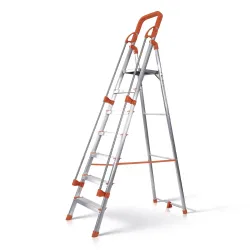 HOUZA Aluminium Ladder for Home 7 Steps Foldable with Railing & Anti-Skid Wide Steps | 7 Step Ladder for Home Use, Kitchen & Household | 250 Kg Load Capacity Folding Ladder | 5 Year Warranty...