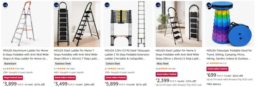 Image of HOUZA Aluminium Ladder up to 73% Discount