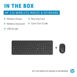 HP 330 Wireless Black Keyboard and Mouse Set with Numeric Keypad