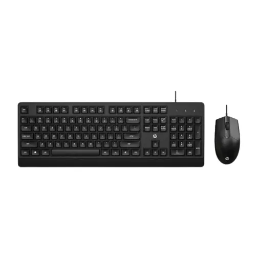 Image of HP KM 180 Wired Mouse and Keyboard Combo, USB Plug-and-Play, 1200 dpi, Full-Size Layout with Numeric pad, Up to 10 Milli