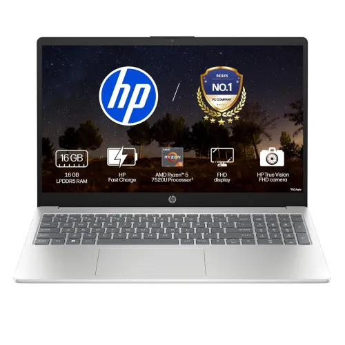 Image of HP 15 AMD Ryzen 5 7520U Laptop, 16GB/512GB SSD, Silver