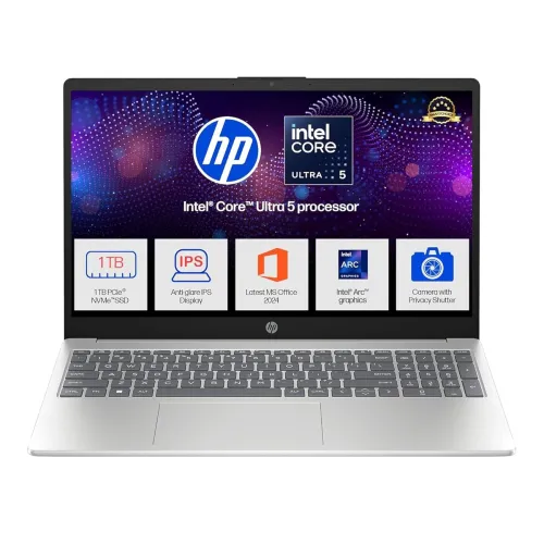 Image of HP 15, Intel Core Ultra 5 125H (16GB DDR5, 1TB SSD) FHD, IPS, 15.6''/39.6cm, Win11, M365 Basic(1yr)*Office24, Silver, 1.