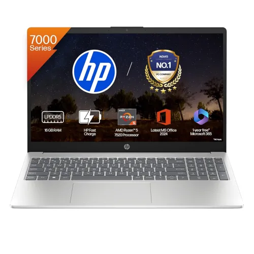 Image of HP 15, AMD Ryzen 5 7520U,(16GB DDR5, 512GB SSD), Anti-Glare, Micro-Edge, FHD, 15.6'' /39.6cm, Win 11, Office 21, Silver,