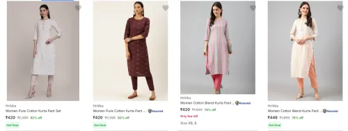 Image of Hritika Women's Ethnic Sets upto 82% Discount