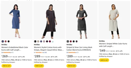 Image of Hritika Women's Kurta Upto 87% Discount