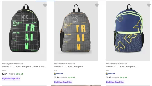 Image of HRX Backpack Starting @ ₹254
