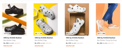 Image of HRX by Hrithik Roshan Men Black Rubber Clogs 90% Discount 