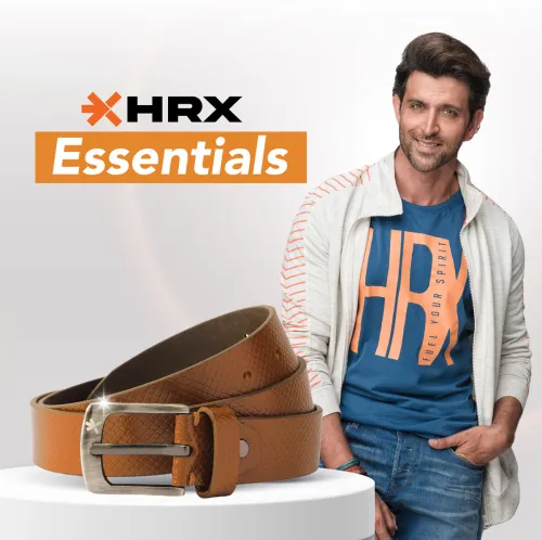 Image of HRX by Hrithik Roshan Men Casual Tan Genuine Leather Belt