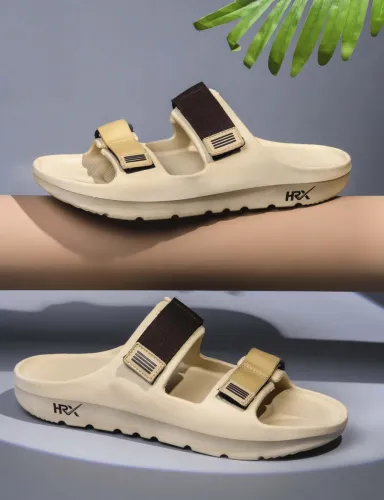Image of HRX by Hrithik Roshan Men Clogs Sandal (Beige, Brown , 6)