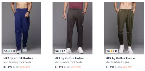 Image of HRX by Hrithik Roshan Men Running Track Pants Starting Price @ ₹339