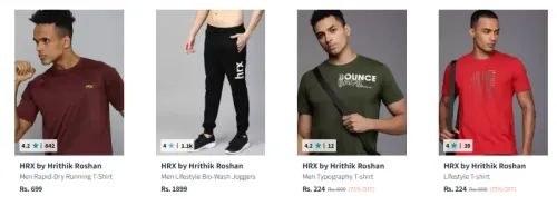 Image of HRX by Hrithik Roshan Men T-shirt Up to 90% Discount 