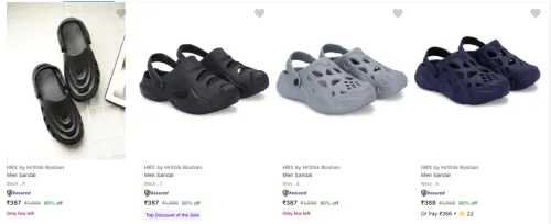 Image of Hrx By Hrithik Roshan Men’s Sandals & Floaters at minimum 80% Discount