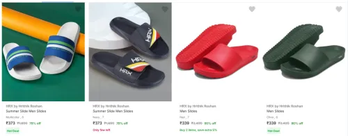 Image of HRX By Hrithik Roshan Men's Slides Upto 78% Off