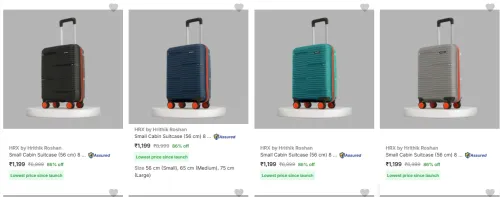 Image of HRX by Hrithik Roshan Small Cabin Suitcase Flat 86% Discount Starting at ₹1199