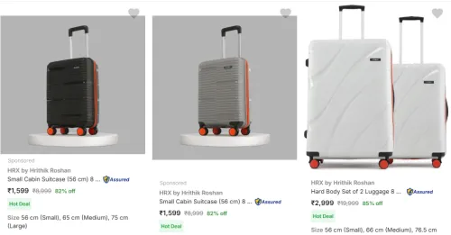 Image of HRX by Hrithik Roshan Suitcases Minimum 82% Discount
