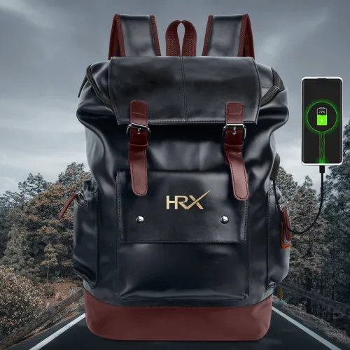 Image of HRX by Hrithik Roshan Unisex Leather Anti Theft Backpack