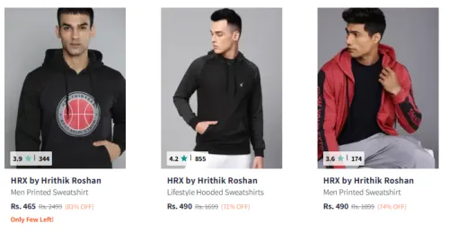 Image of Hrx By Hrithik Roshan Hooded Sweatshirt at Minimum 70% Discount