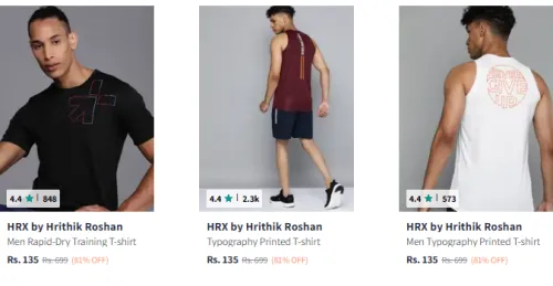 Image of HRX by Hrithik Roshan Men T-shirt Starting @ ₹135
