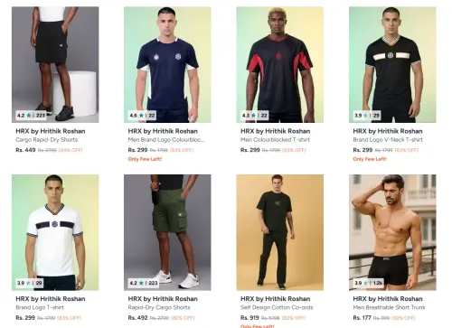Image of HRX By Hrithik Roshan Men's Cloths up to 84% discount