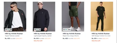 Image of HRX By Hrithik Roshan Men's Cloths up to 84% discount