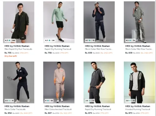 Image of HRX by Hrithik Roshan Men's Tracksuits up to 79% Discount