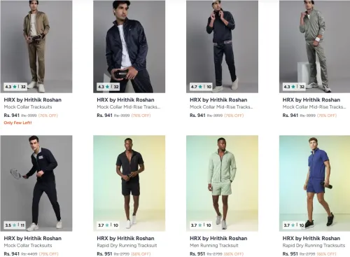 Image of HRX By Hrithik Roshan Men's Tracksuits up to 79% Discount
