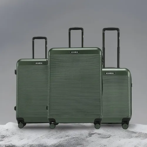 Image of HRX Grit 3-Piece Hard Body Luggage Set (Dark Green)