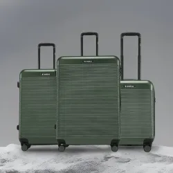 HRX Grit 3-Piece Hard Body Luggage Set (Dark Green)