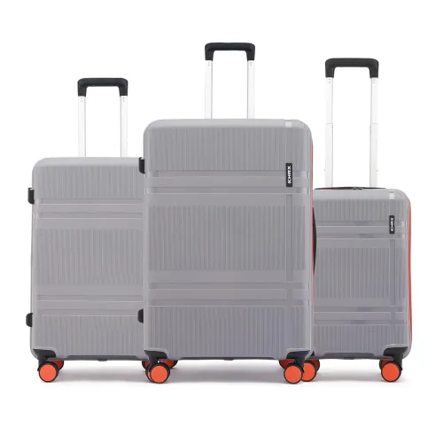 Image of HRX Helium 3-Piece Luggage Set Intergallcatic Grey Polypropylene Hard Shell