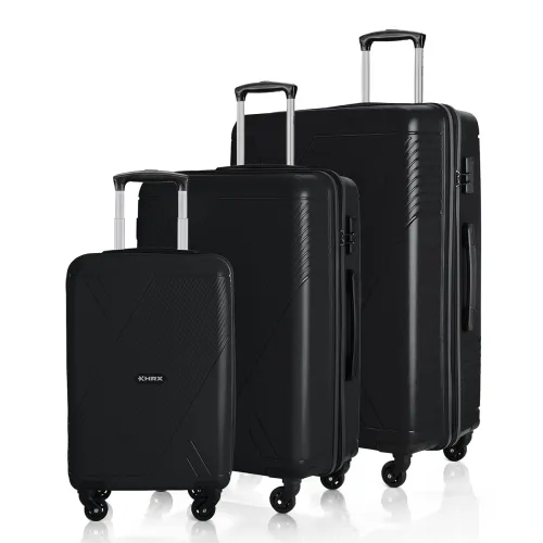 Image of HRX Icon 3Pc Set Haileys Black Polypropylene Hard Shell Suitcase Set