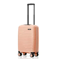 HRX Kyoto Cabin Size Peach Polypropylene Hard Shell Suitcase - Premium Travel Trolley Bag with 8 Spinner Wheels, Number Lock & Water Resistant Body
