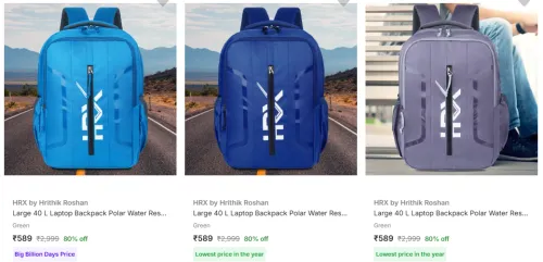 Image of Hrx Men Backpack Starting @ ₹589