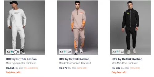 Image of HRX Men Fashion Tracksuit Minimum 60% Discount