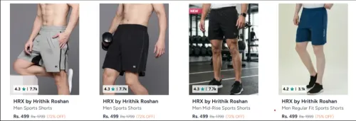 Image of HRX men's shorts up to 72% Discount 