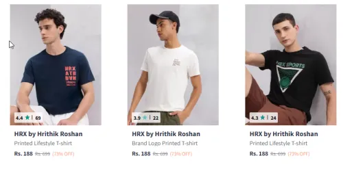 Image of HRX Men T-shirt Starting @ ₹188
