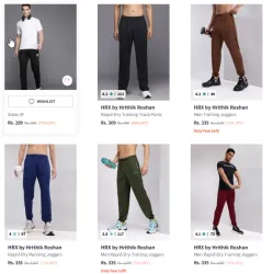 HRX by Hrithik Roshan Mens Trackpants Starting at ₹289