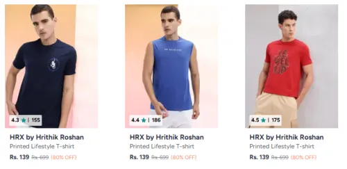 Image of Hrx Men Tshirt Starting @ ₹139