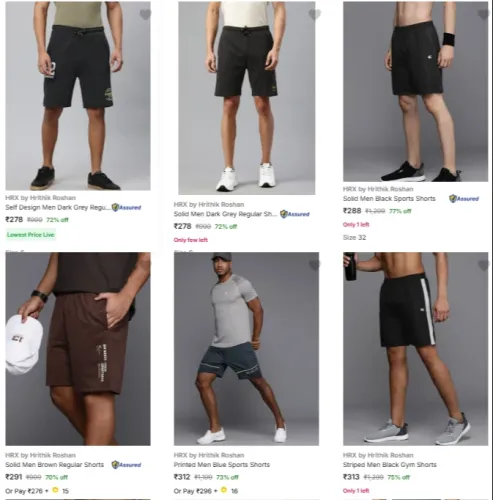 Image of HRX mens shorts upto 72% discount 