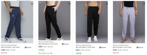 Image of HRX Men's Track pants upto 70% discount 